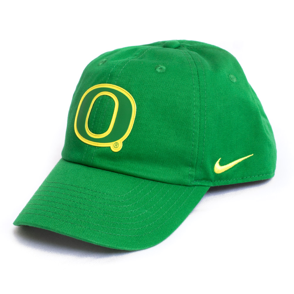 Classic Oregon O, Nike, Green, Curved Bill, Accessories, Unisex, Football, Unstructured, Twill, Sideline, Adjustable, Hat, 799116